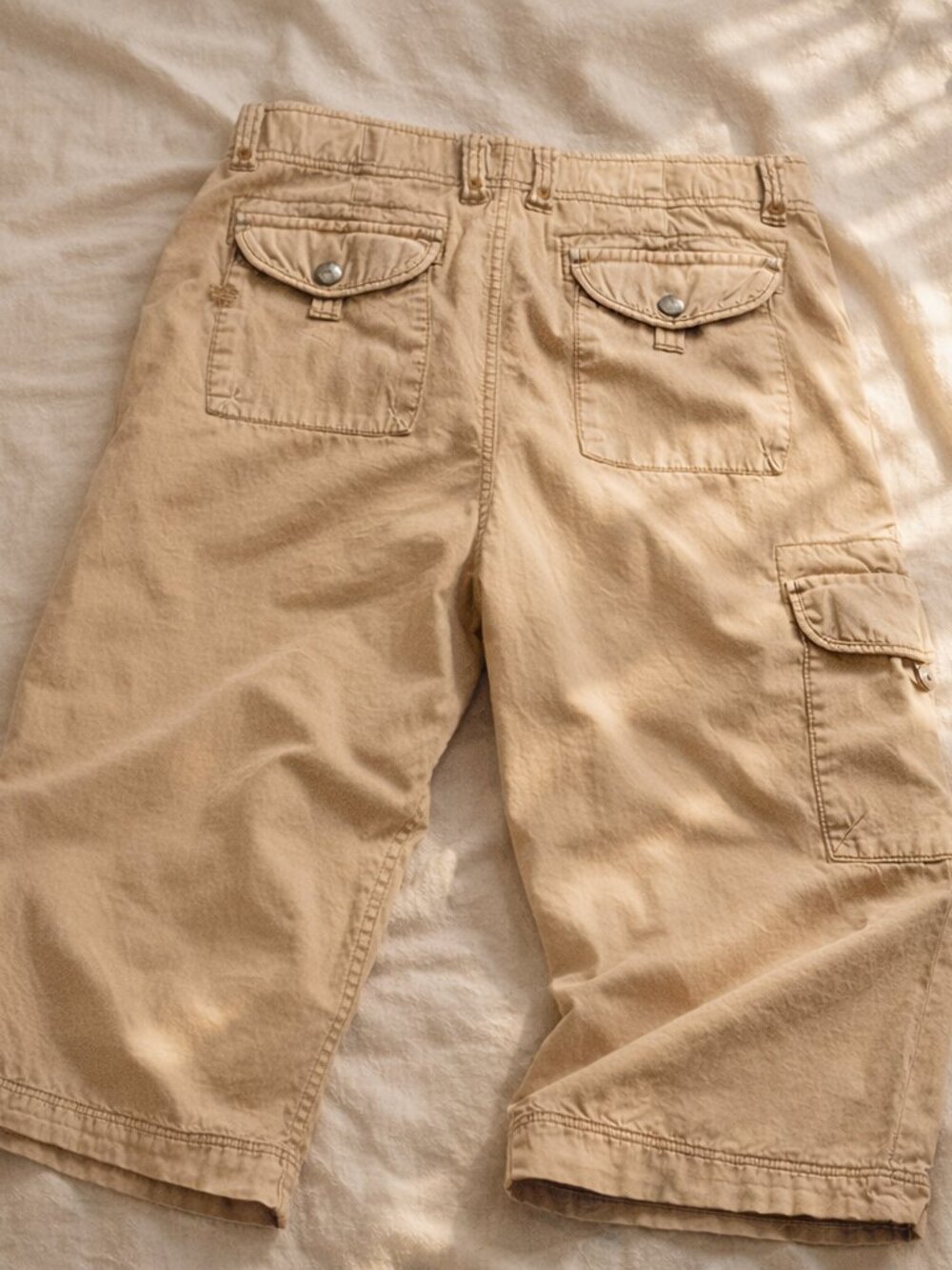 Beige Cargo Capris Wide Leg Polo Ralph Lauren Y2K Utility Pants